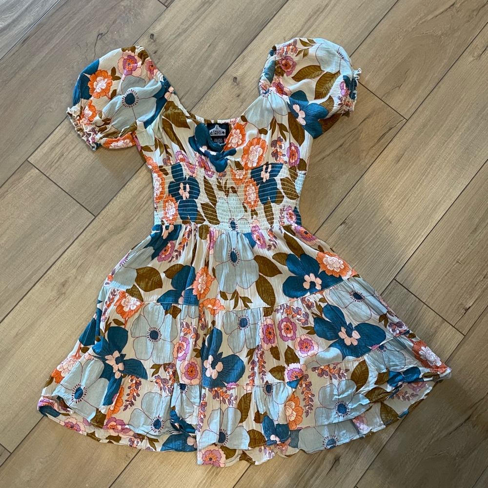 Angie Floral Smocked Dress vintage inspired style mini flower child